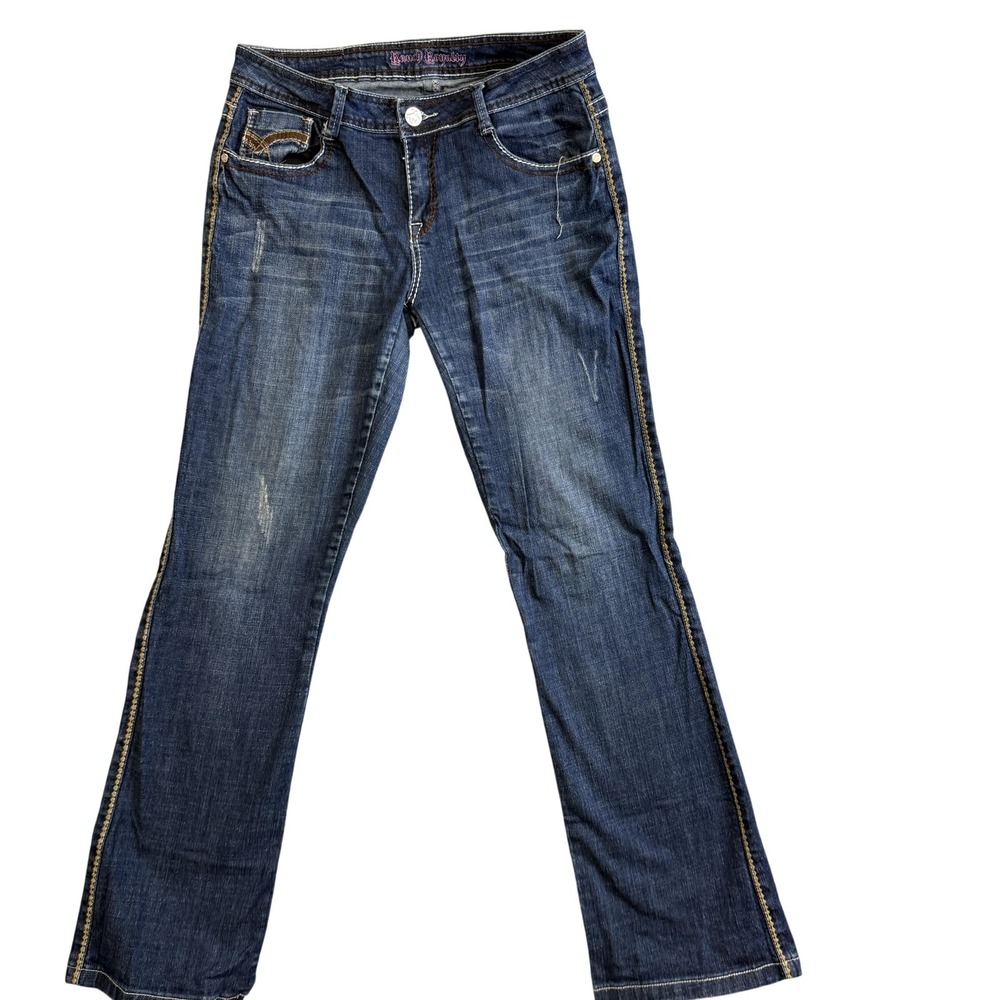 Ranch Royalty Jeans Womens Juniors 11 Blue Bootcut Stretch Embroidered Denim